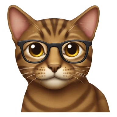 Brown Tabby cat with eyeglasses on sticker