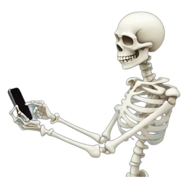 skeleton with a phone for hand sticker