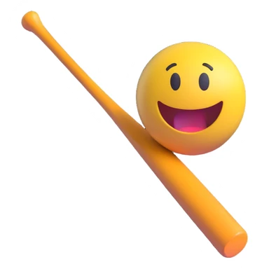 3D emoji style baseball bat with a ball sticker