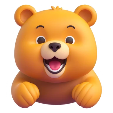 bear with an excited wow expression, 3D emoji style sticker