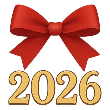 new year 2026 bow ,remove background sticker
