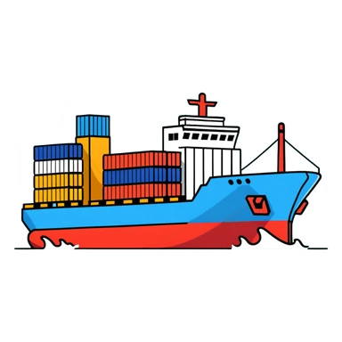 Cargo container ship in ocean sticker