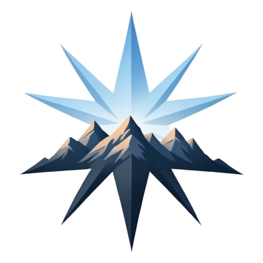 simple eight-pointed star with wide points, with only a basic mountain silhouette on it sticker