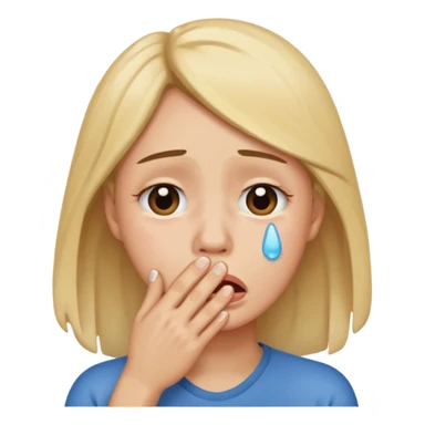 tears with hand on mouth sticker