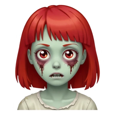 zombie girl, with red hair and bangs on forehead sticker