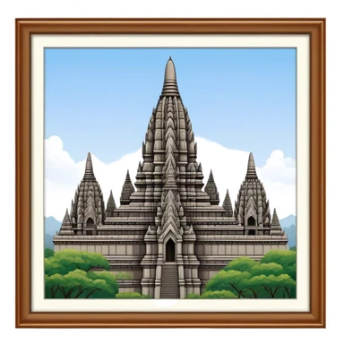 Prambanan Temple Landmark Emoji – Showcasing its towering Hindu temple spires with intricate carvings. sticker