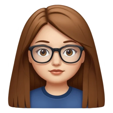 Chica blanca con cabello liso largo café claro, ojos cafe obcuro con lentes cuadrados, gordita sticker