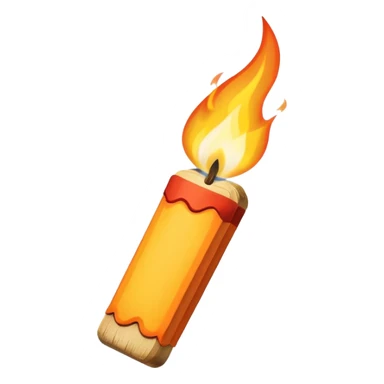 a lit matchstick with a flame sticker