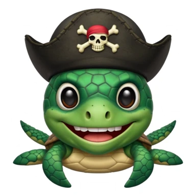 pirate turtle with skull and crossbones hat and black eyepatch sticker