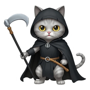 cat winning a fight with the grim reaper sticker