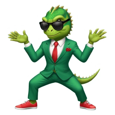 capitalist iguana banker godfather with black sunglasses breakdance sticker