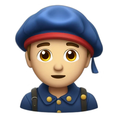 unhappy french guy in a tricolor beret in the rain sticker