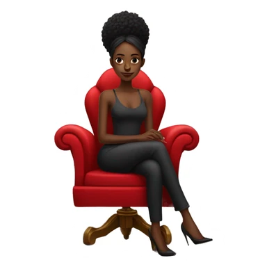black girl sitting cross-legged on big red throne chair with one glass of wine in her hand sticker