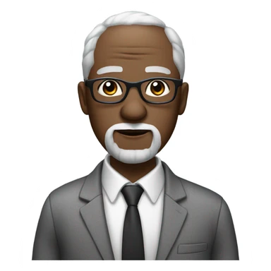 berry sanders with small round face and suit and glasses and buzz cut and small black eyes and small gray beard and small black eyes and wrinkled forehead sticker
