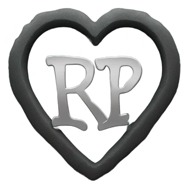 a black grave with the letters RIP on a silver heart sticker