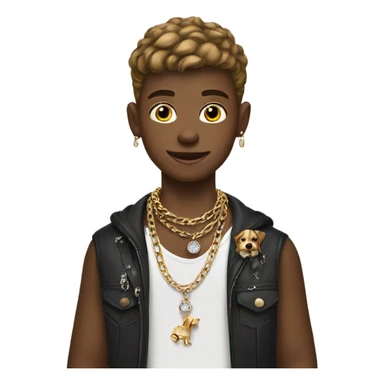 stylish boy with dog jewelry sticker