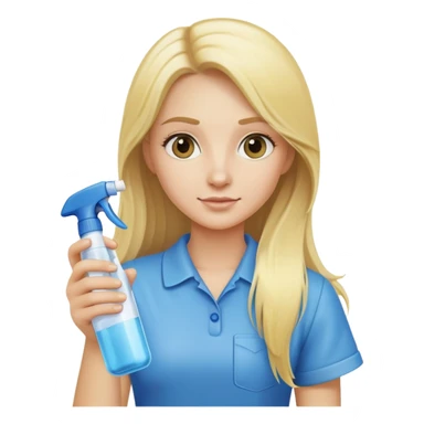 Cleaning girl with long blonde hair and holding a spray bottle  sticker