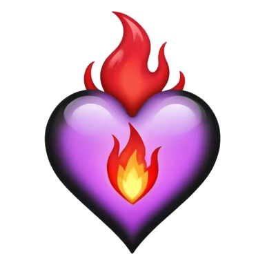 Light purple, red and black flame heart sticker