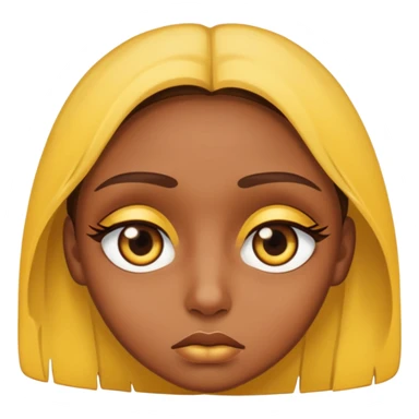 Make a sad eyes with browns on top of an eye using yellow sticker