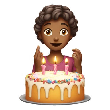Girl blowing candles out from her cake sticker