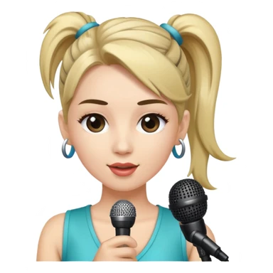 pop star with ponytail and microphone sticker