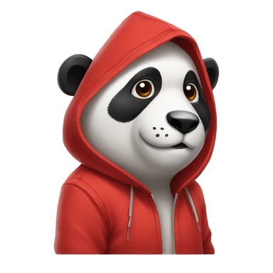 A panda wearing a red hoodie sticker