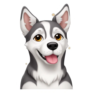 Perro bodeguero andaluz con colores de husky con las orejas caidas sticker