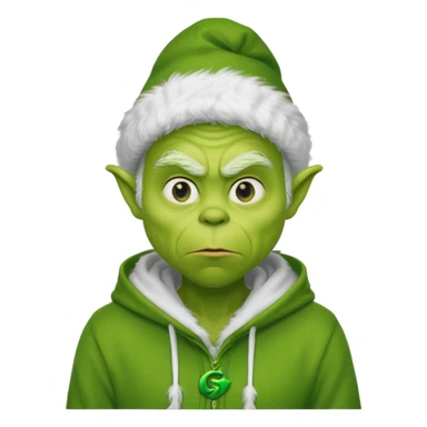 Create an avatar of white european male in hoodie with ``BST`` letters on it. make him look like grinch from movie sticker