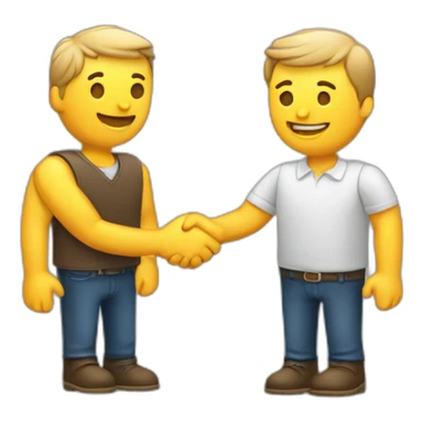 a seller and customer making a hand shake and give a product two white people  sticker