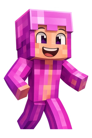 Change the expression of the top left character to a big happy smile, keeping the style and appearance the same, inspired by playful Minecraft-style expressions. Transparent background. sticker