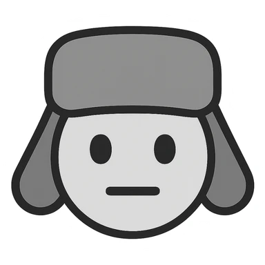 skuf emoji, minimalist style, gray ushanka hat, neutral face sticker