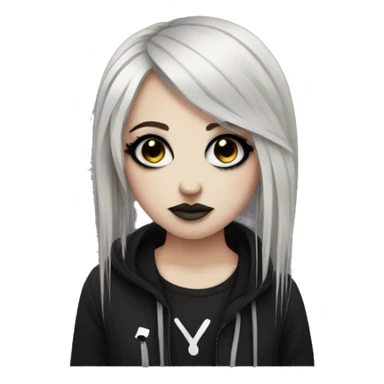 Emo girl full body with a dyed strand on her bangs, with black makeup and lined eyes sticker