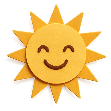cheerful sun with rays in paper-craft style sticker