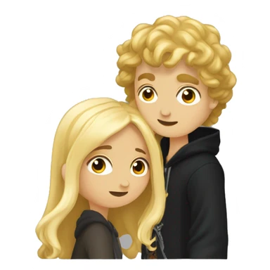 Pippin-hobbit wearing hoodie passionately kissing pretty blonde woman with black top sticker
