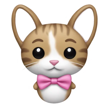 Cat plushie in a bunny costume with pink bow tie sticker