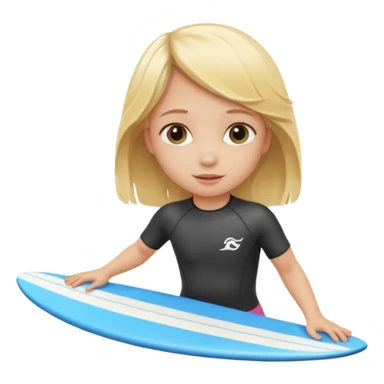 Little girl with blonde hair surfing  sticker