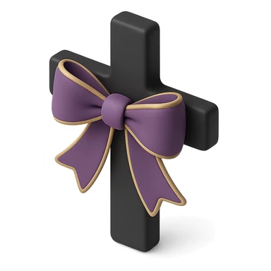 Purple bow with cross sticker