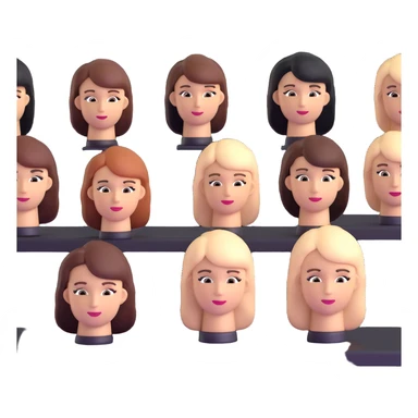 hair salon classroom with students practicing on mannequin heads sticker