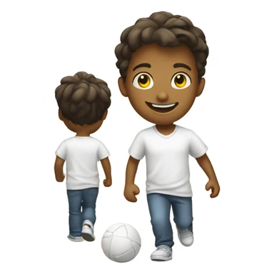 smiling boy in white shirt dribbling sticker