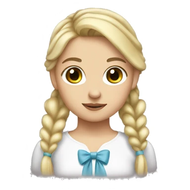 blonde girl with pony tail and a bow holding it sticker