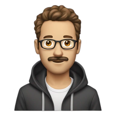 it nerd hoodie receding hairline and mustache and beard brown hair sticker