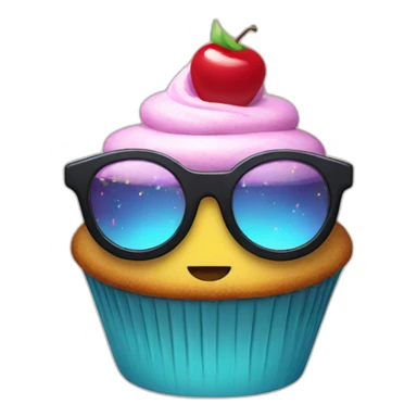 cupcake with cool pixel glasses sticker