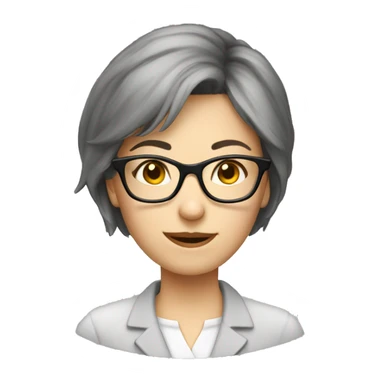teacher female short hair glasses pale sticker