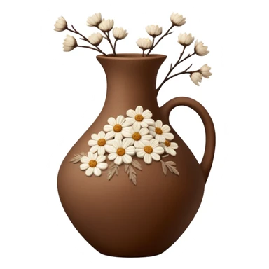 Brown vase with white dried flowers sticker