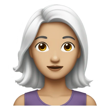 Woman who has half black hair and half White hair  sticker