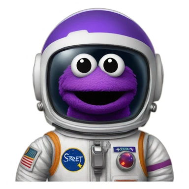 purple sesame street astronaut puppet sticker