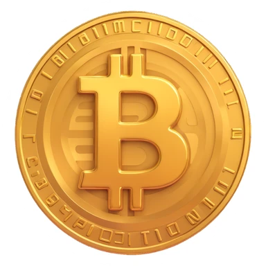 bitcoin symbol, 3D style, shiny gold, realistic texture sticker