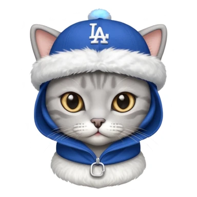 Can you make a gray British short cat wearing a LA dodger hat? sticker