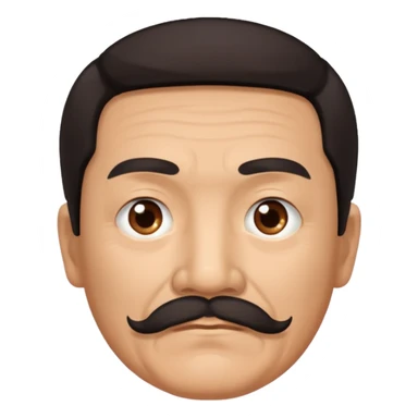 Old Chinese man with dark hair and full turn down mustache sticker