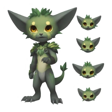 a anthro chibi-style rock-type-metal-type Fakémon-hybrid full body sticker